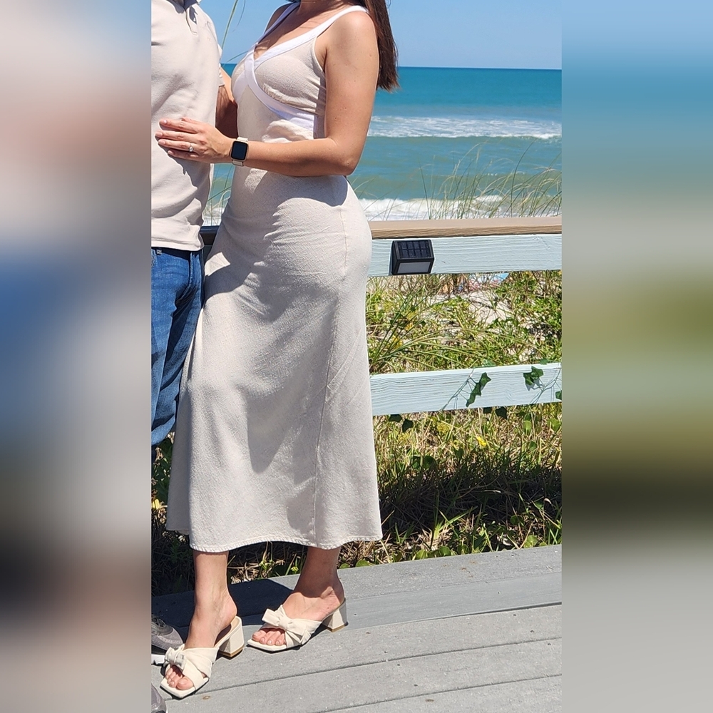 Elegant Cream Linen Maxi Dress